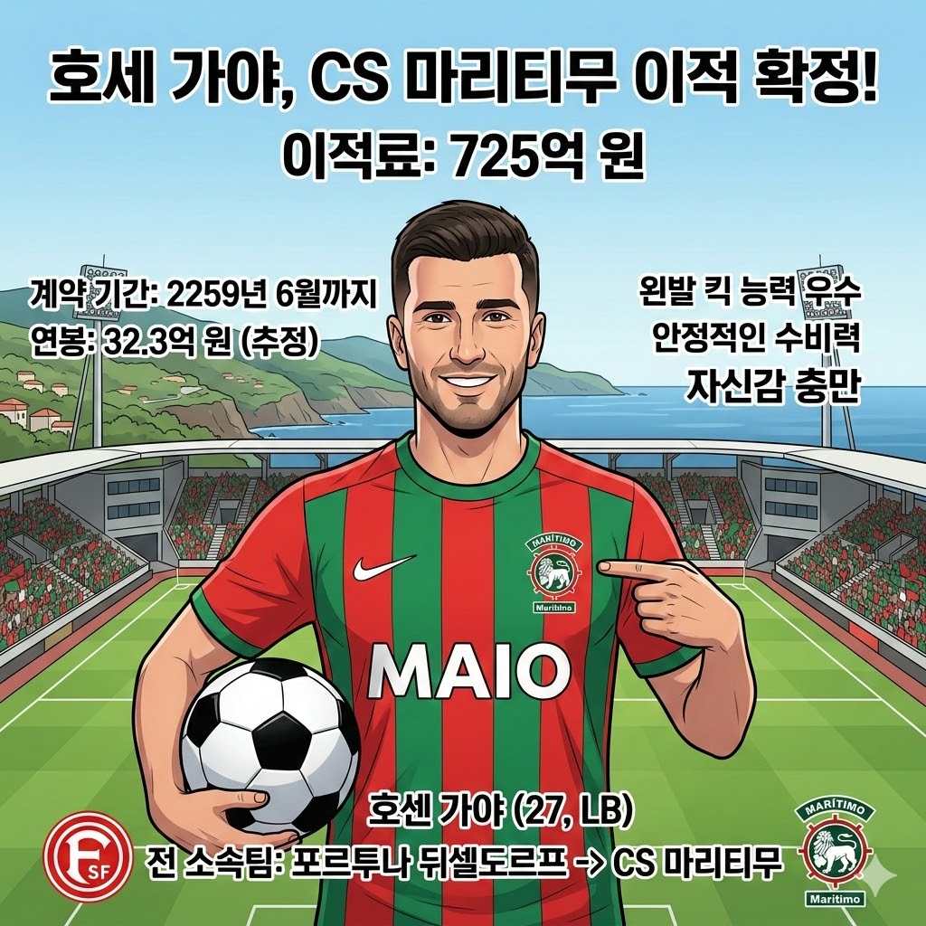 [725억 폭탄!] 뒤셀도르프 가야, 마리티무 전격 이적